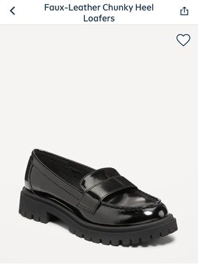 Black Chunky Loafers - Glossy Faux Leather